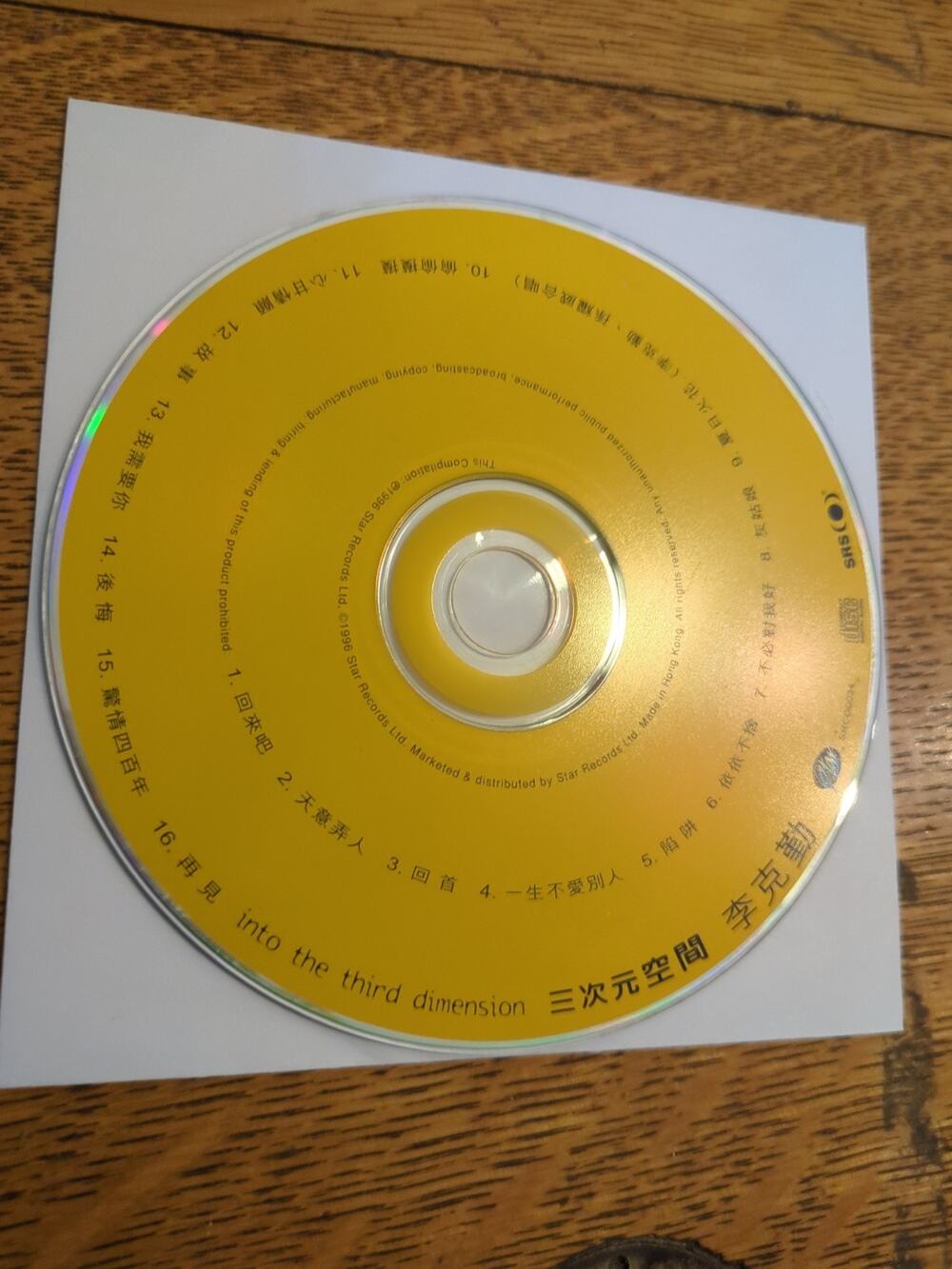 Into the third dimension=次元空間李克勤 Cd Disc Only
